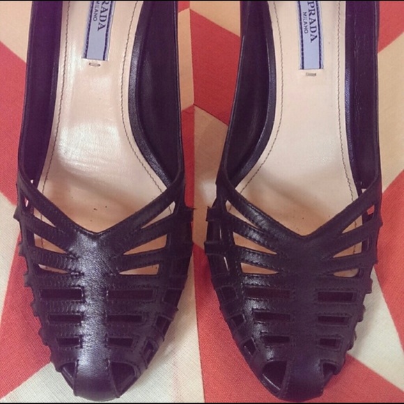 Classy black Prada heels size 37.5 - Picture 1 of 4